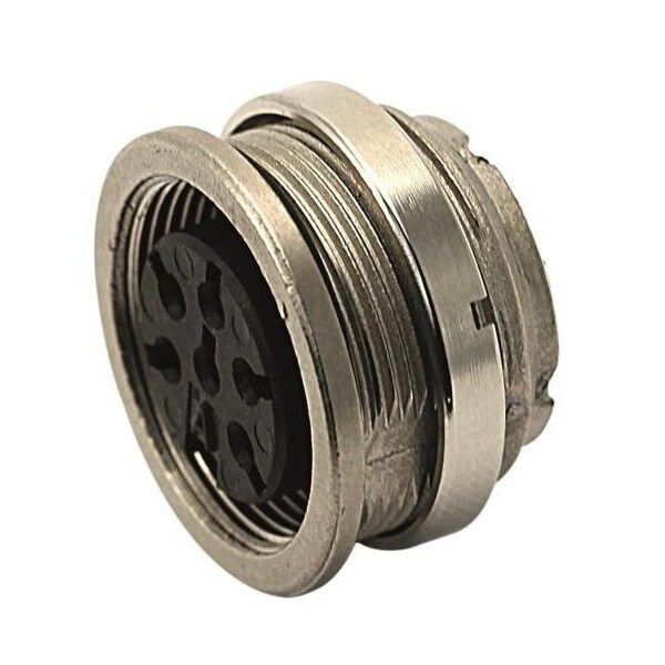 Tuchel Front Mounting Female Receptacle With Ring Nut (Hex Nut Available Upon Request). Contacts Sold - T3263550U
