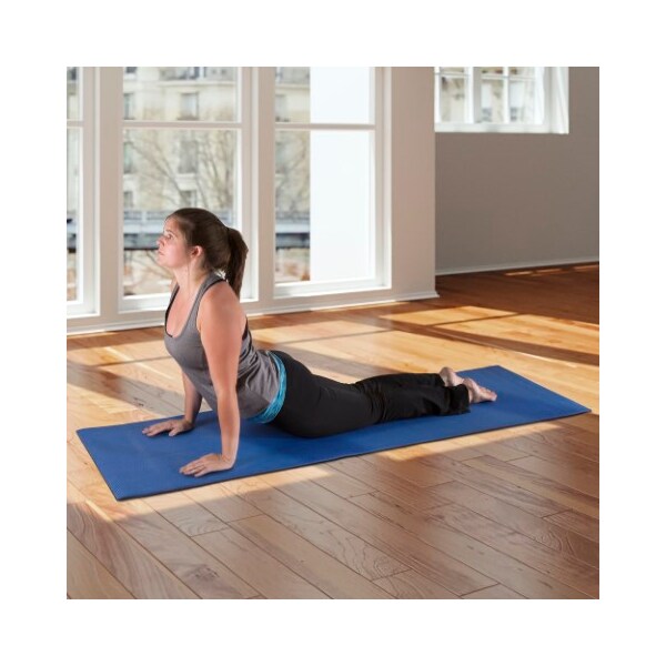 Leisure Sports Non-Slip Yoga Mat Double Sided Comfort Foam Exercise for Fitness, Pilates with Carrying Strap (Blue) - 728550DMS