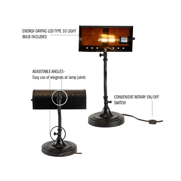 Hastings Home Hastings Home Mission Style Bankers LED Desk Lamp - 195424JEH