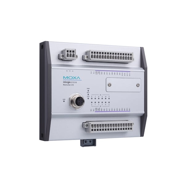 Moxa Ethernet Remote I/O, M12 Connector, 12 Dis, -40 To 85°C Operating - ioLogik E1510-M12-T