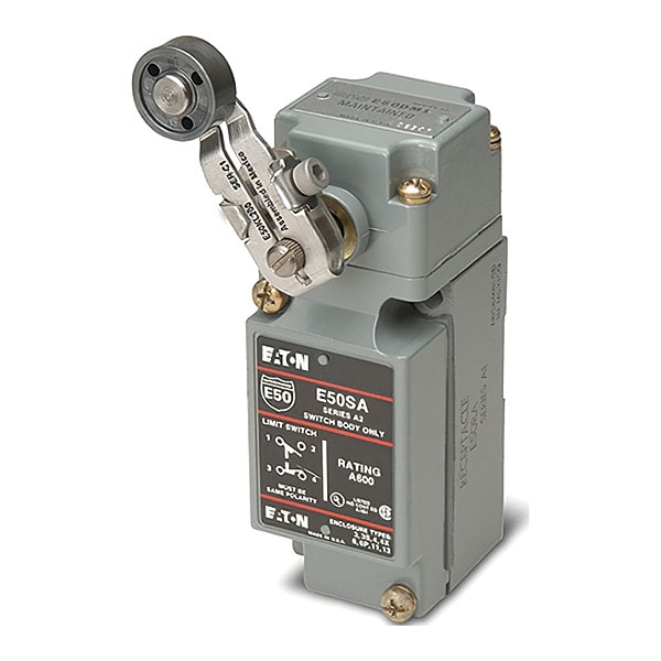 Interruptor de límite pesado Eaton, émbolo, 1NC/1NO, 10A a 600V CA, Ubicación del actuador: Lateral - E50AS26P