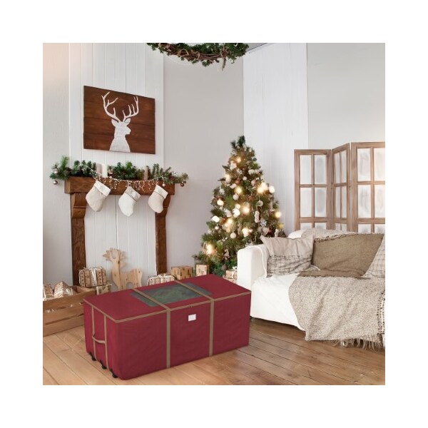 Hastings Home Hastings Home Rolling Christmas Tree Storage Duffel Bag for 9 feet Artificial Trees, Red Canvas - 705328EBF