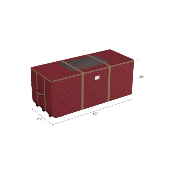Hastings Home Hastings Home Rolling Christmas Tree Storage Duffel Bag for 9 feet Artificial Trees, Red Canvas - 705328EBF