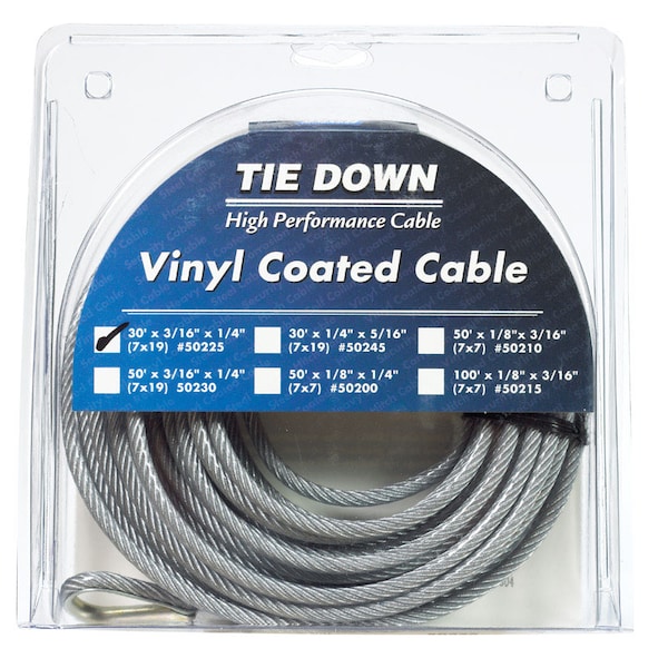 Tie Down Engineering Tie Down Engineering Vinyl Coated Galvanized Steel 3/16 in. D X 30 ft. L Aircraft Cable - 50225