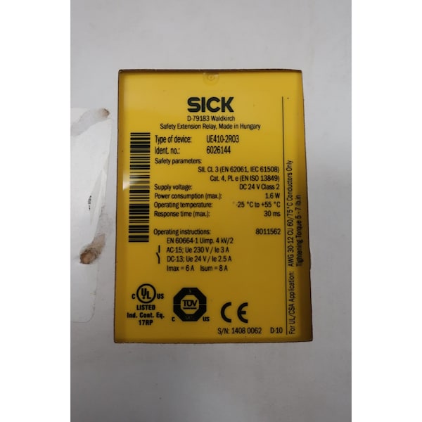 Sick Ue410-2R03 Controller 24V-Dc Safety Relay - UE410-2R03