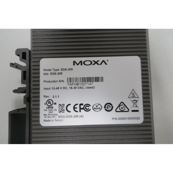 Moxa 5 Port Switch 12-48V-Dc Ethernet And Communication Module - EDS-205 V2.1.1