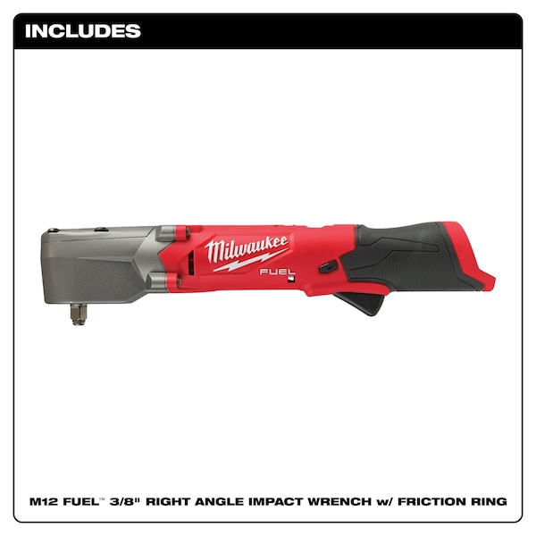 Milwaukee Tool M12 FUEL 3/8 in. Right Angle Impact Wrench with Friction Ring (Bare Tool) - 2564-20