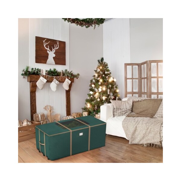 Hastings Home Hastings Home Rolling Christmas Tree Storage Duffel Bag for 9 feet Artificial Trees, Green Canvas - 692622UCA