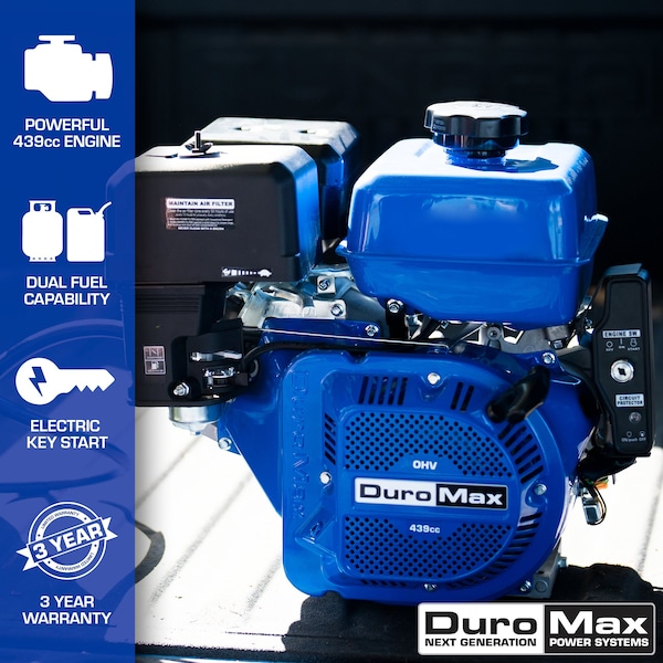 Duromax 439cc 1 in. Dual Fuel Propane Gasoline Portable Electric Start Engine - XP18HPX