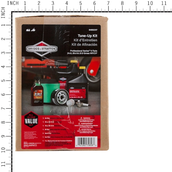 Briggs & Stratton Maintenance Kit: (1) Air Filter, (1) Oil Filter, (2) Engine Oil, (1) Fuel Filter, (2) Spark Plugs - 84002317