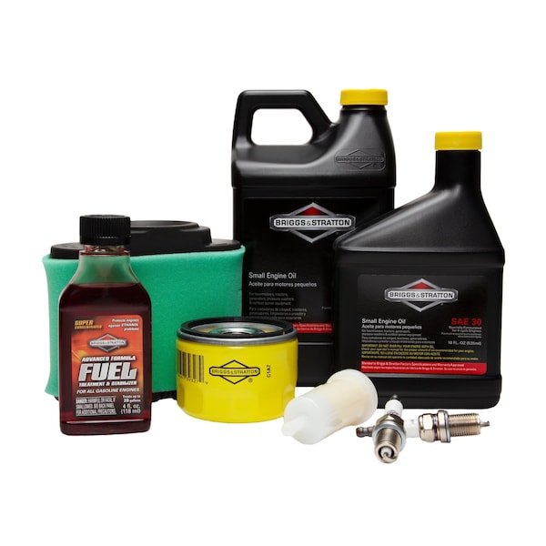 Briggs & Stratton Maintenance Kit: (1) Air Filter, (1) Oil Filter, (2) Engine Oil, (1) Fuel Filter, (2) Spark Plugs - 84002317