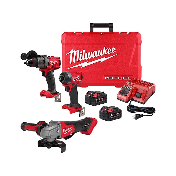 Milwaukee Tool M18 FUEL 2-Tool Combo Kit + M18 Grinder - 3697-22, 2880-20