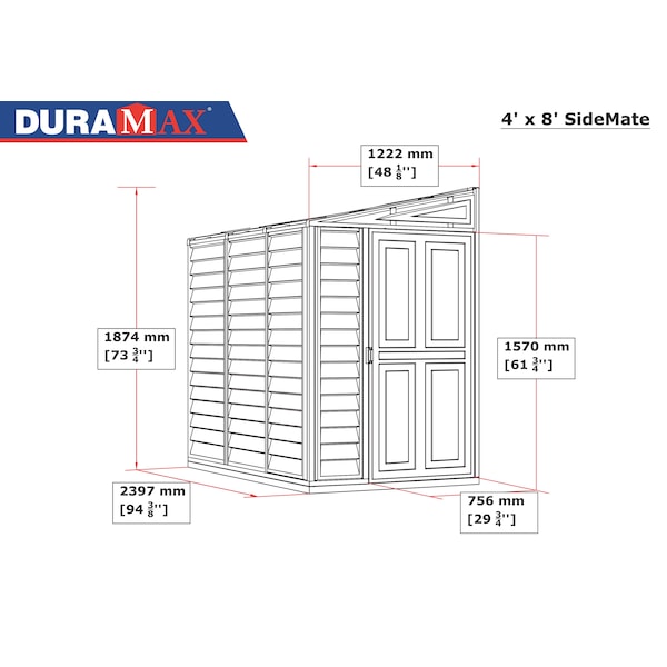 Duramax 4x8 SideMate Shed w/foundation - 06625
