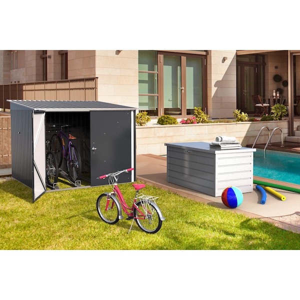 Duramax Bicycle Storage Shed Anthracite w/White Trim - 73051