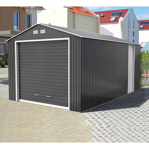 Duramax Imperial Metal Garage Dark Gray w/White 12x26 - 55151