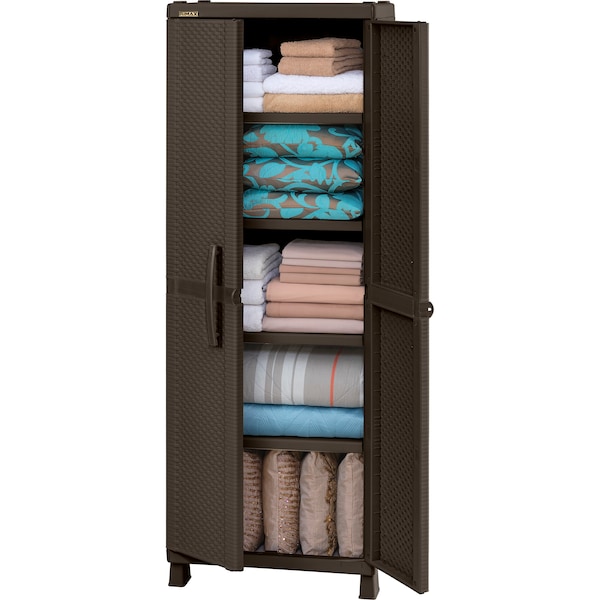 Rimax Resin Patio Utility Wicker Cabinet, Brown - 11592