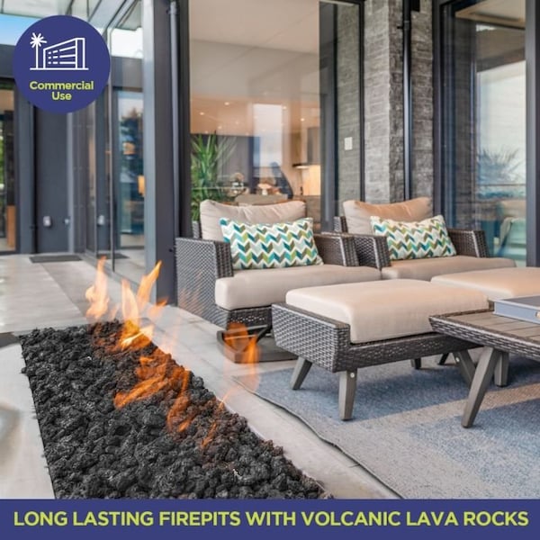 American Fire Glass Extra Large Black Lava Rock, 3 in - 6 in Stones, 10 lb Bag - LAVA-XXL-10