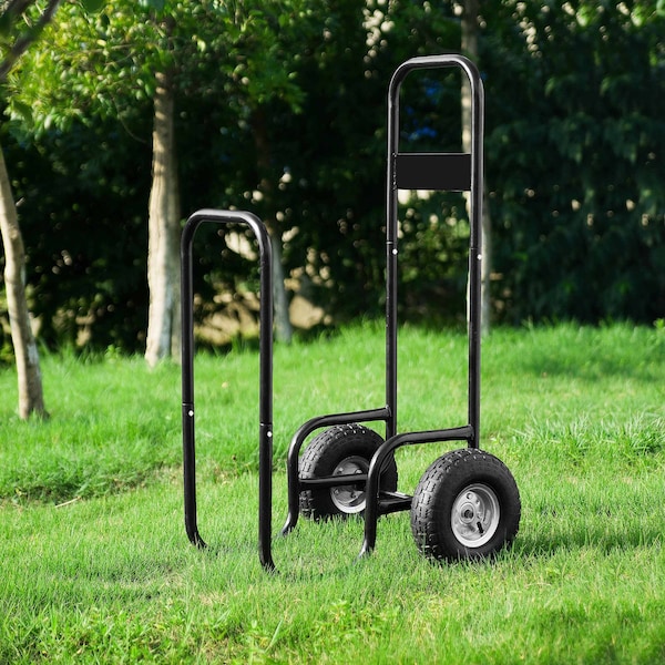 Earth Worth Rolling Firewood Rack Log Cart, Black - 83-DT5199