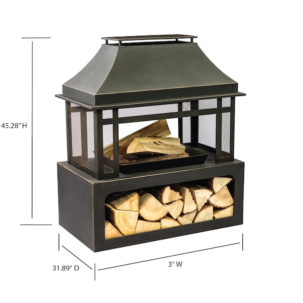 Deko Living Wood Burner Fireplace - Metal - 40 Inch - COB10501