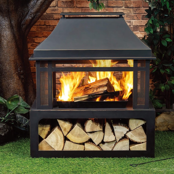 Deko Living Wood Burner Fireplace - Metal - 40 Inch - COB10501