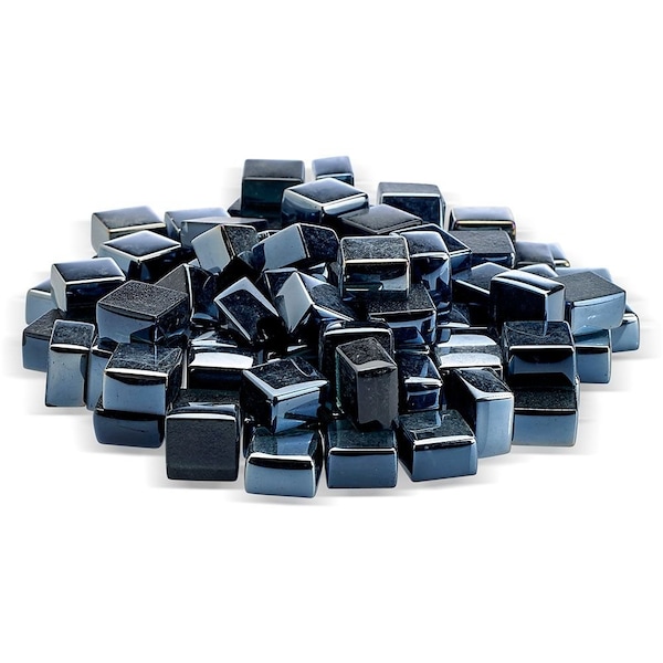 American Fire Glass 1/2 in Black Luster Cubes, 10 Lb Bag - AFF-BLKLST12-2-10