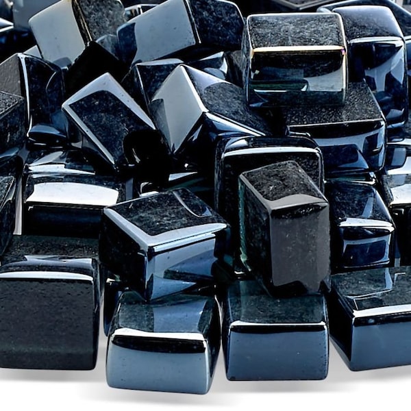 American Fire Glass 1/2 in Black Luster Cubes, 10 Lb Bag - AFF-BLKLST12-2-10