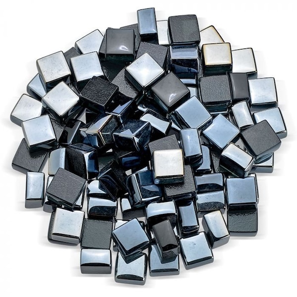 American Fire Glass 1/2 in Black Luster Cubes, 10 Lb Bag - AFF-BLKLST12-2-10