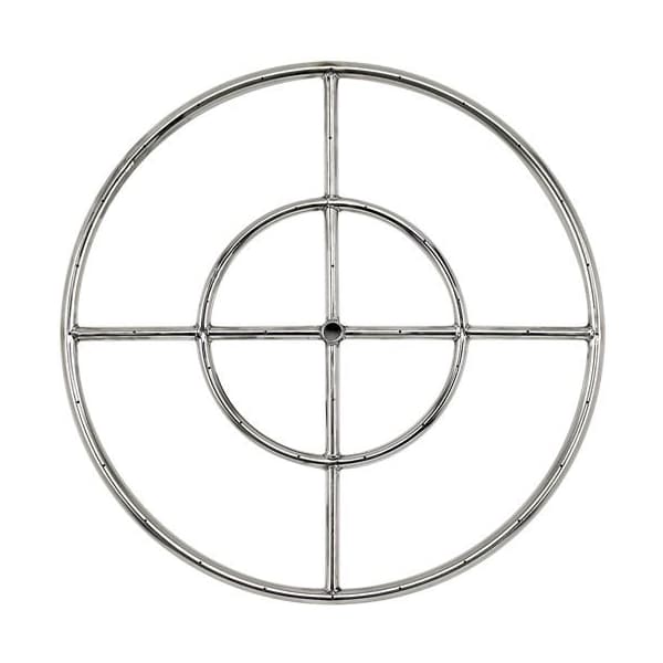 American Fire Glass 24 in Double-Ring Stainless Steel Burner with a 1/2 in Inlet - SS-FR-24