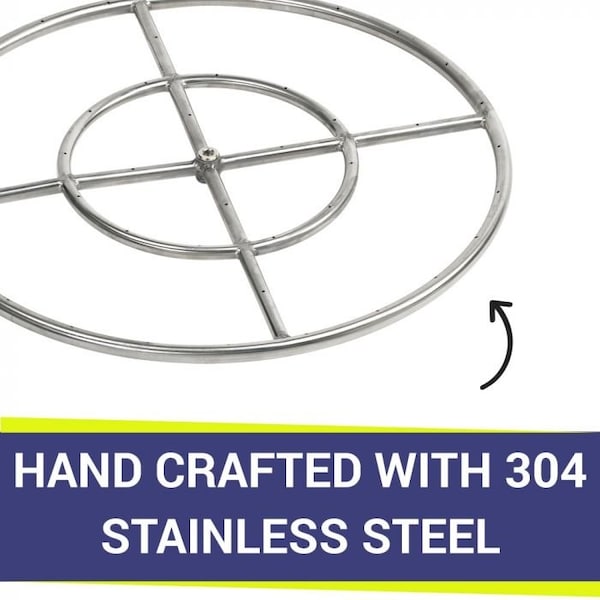American Fire Glass 24 in Double-Ring Stainless Steel Burner with a 1/2 in Inlet - SS-FR-24