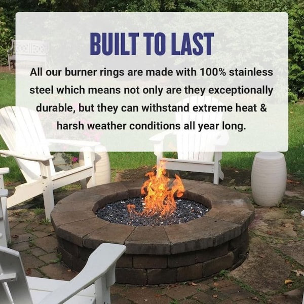 American Fire Glass 24 in Double-Ring Stainless Steel Burner with a 1/2 in Inlet - SS-FR-24