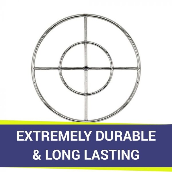 American Fire Glass 24 in Double-Ring Stainless Steel Burner with a 1/2 in Inlet - SS-FR-24