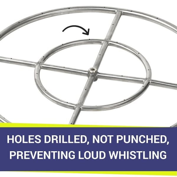 American Fire Glass 24 in Double-Ring Stainless Steel Burner with a 1/2 in Inlet - SS-FR-24