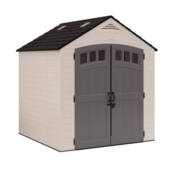 Suncast Cloverdale 7 ft. x 7 ft. Resin Horizontal Peak Storage Shed with Floor Kit - BMS7727