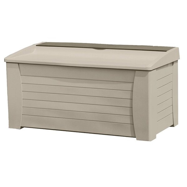 Suncast Deck Box, 5412 in W, 28 in D, 27 in H, Resin, Light Taupe - DB12000