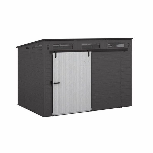 Suncast Modernist Barn Door 10 ft. x 7 ft. Resin Horizontal Barn Storage Shed with Floor Kit - BMS9005D