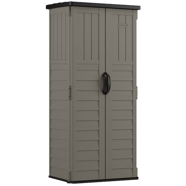 Suncast Vertical Shed, 22 cuft Capacity, 2 ft 814 in W, 2 ft 112 in D, 6 ft H, Resin, Stoney - BMS1250SB