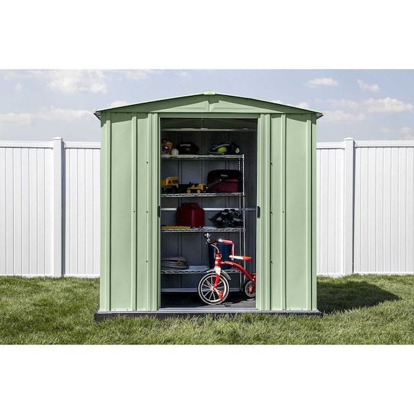 Arrow Storage Products 6x7 Classic Steel Storage Shed, Sage Green - CLG67SG