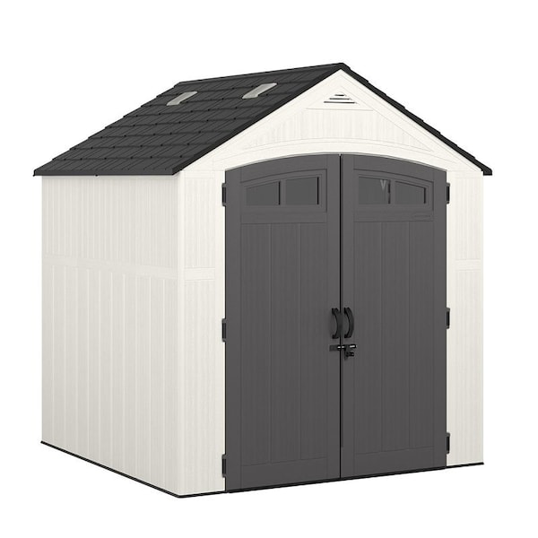 Suncast Ridgeland Storage Shed, 327 cu-ft Capacity, 7 ft 4 in W, 7 ft 1-1/4 in D, 8 ft 2 in H, Resin - BMS7704