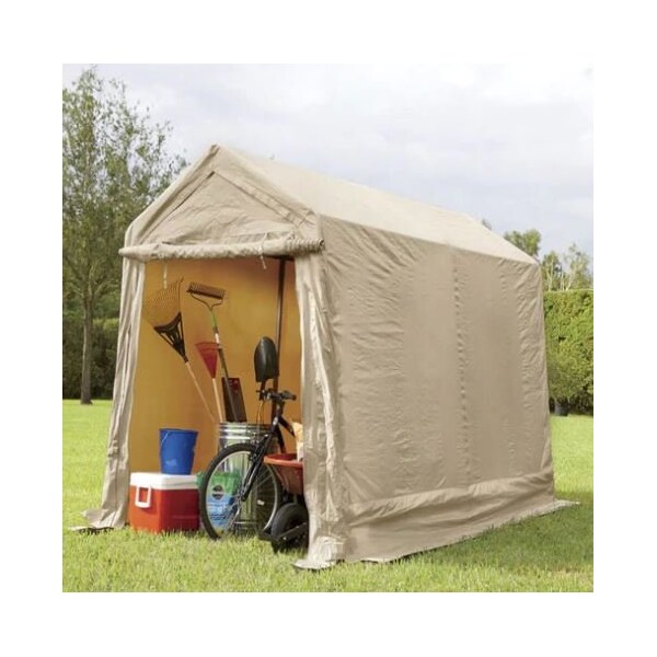 Impact Canopy 6 FT x 8 FT  Storage Shed, Steel Pipe 37.5mm, Polyethene Cover, TAN - 070018150