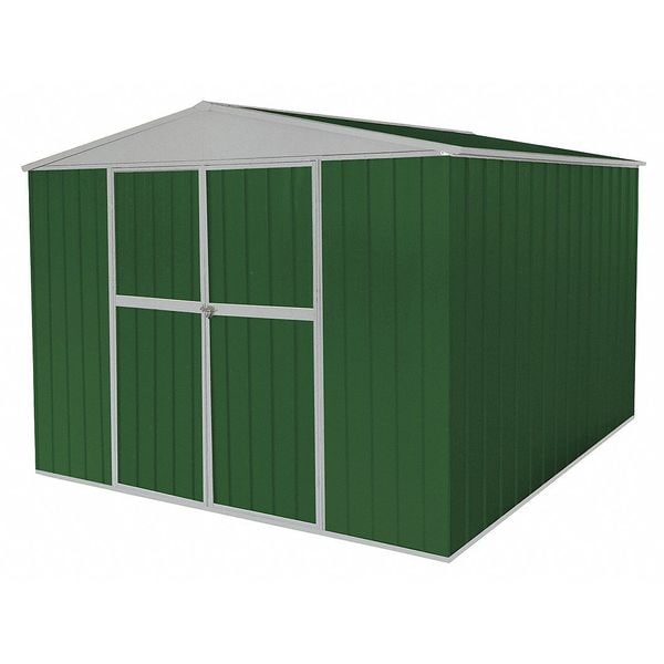 Zoro Select 653 cu ft Steel Outdoor Storage Shed, Green - 13X117