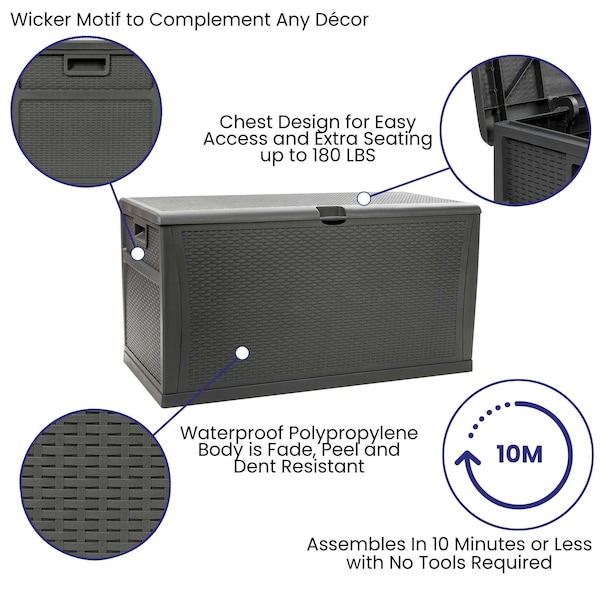 Flash Furniture 220 Polypropylene Gray - QT-KTL-4023GY-GG