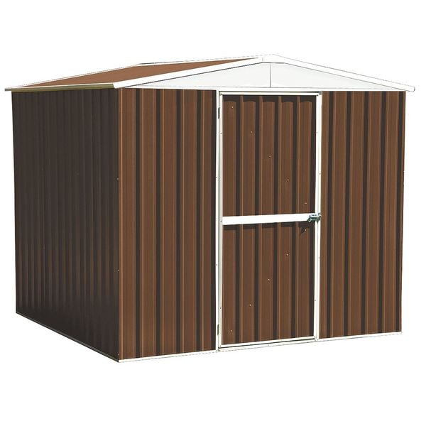 Zoro Select 248 cu ft Steel Outdoor Storage Shed, Brown - 13X110