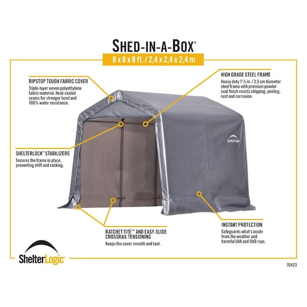 Shelterlogic ShelterLogic Shed-in-a-Box 8 ft. x 8 ft. Polyester Horizontal Peak Storage Shed without Floor Kit - 70423