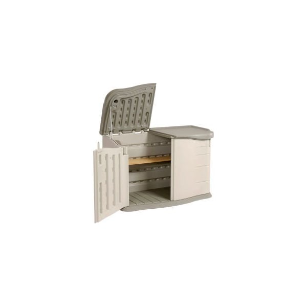 Rubbermaid Rubbermaid Horizontal Split-Lid Shed FG375301OLVSS, 4'7"W X 2'4"D X 3'H - FG375301OLVSS