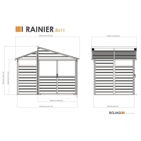 Sojag Rainier 8 x 11 ft. Aluminum Frame Storage Shed - 500-9168747
