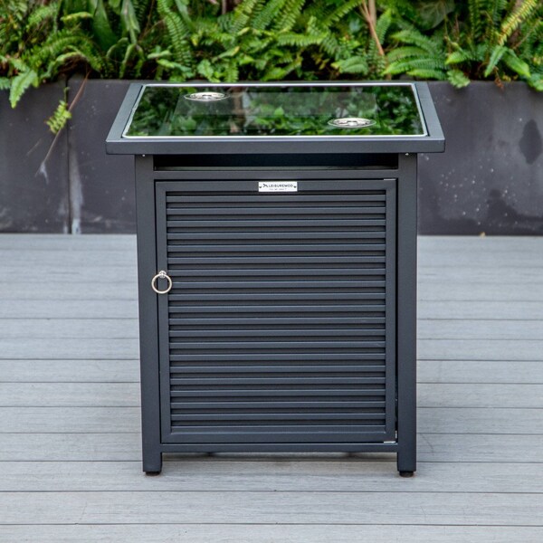 Leisuremod Walbrooke Black Patio Square Tank Holder with Slats Design, Black - WHS20BL