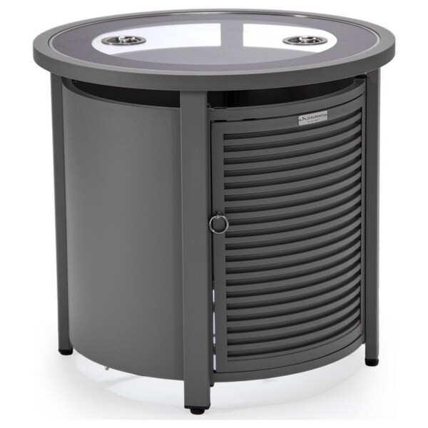 Leisuremod Walbrooke Grey Patio Round Tank Holder with Slats Design, Grey - WHS24GR