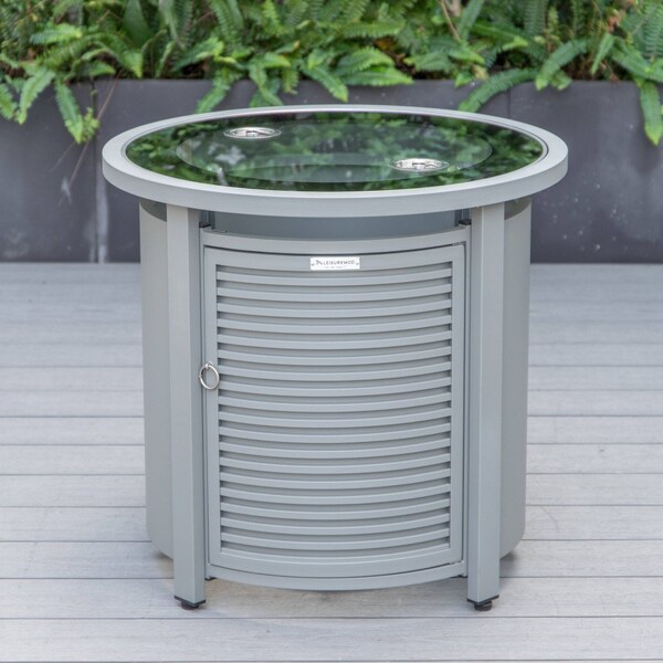 Leisuremod Walbrooke Grey Patio Round Tank Holder with Slats Design, Grey - WHS24GR