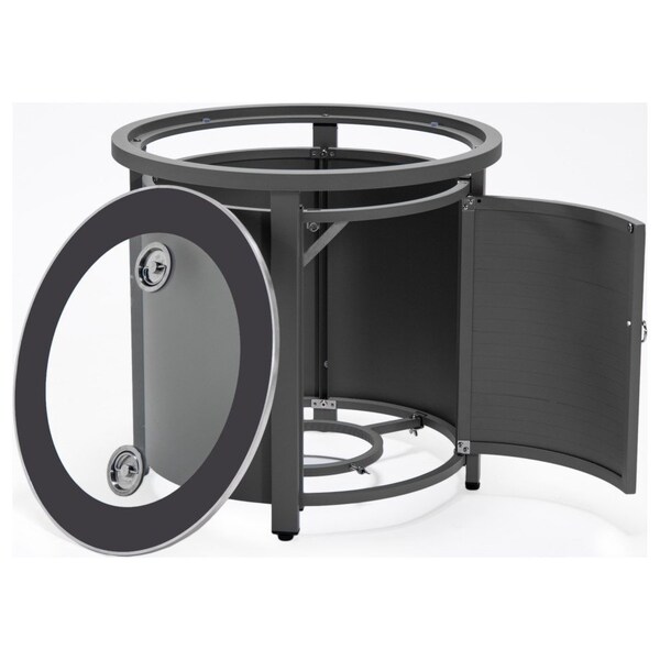 Leisuremod Walbrooke Grey Patio Round Tank Holder with Slats Design, Grey - WHS24GR