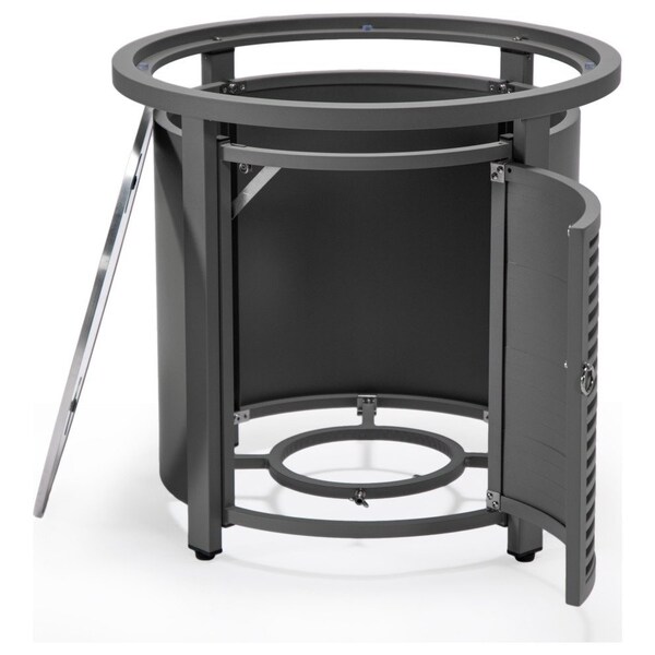 Leisuremod Walbrooke Grey Patio Round Tank Holder with Slats Design, Grey - WHS24GR